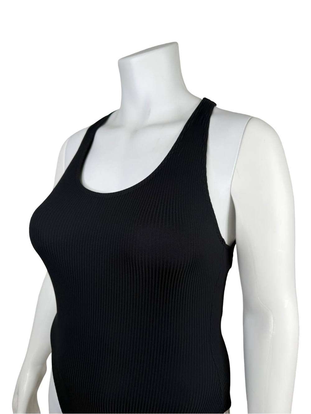Andie Tulum Crossback Black Ribbed Scoop Neck One-Piece Swimsuit Sz. L NWT - Picture 4 of 5